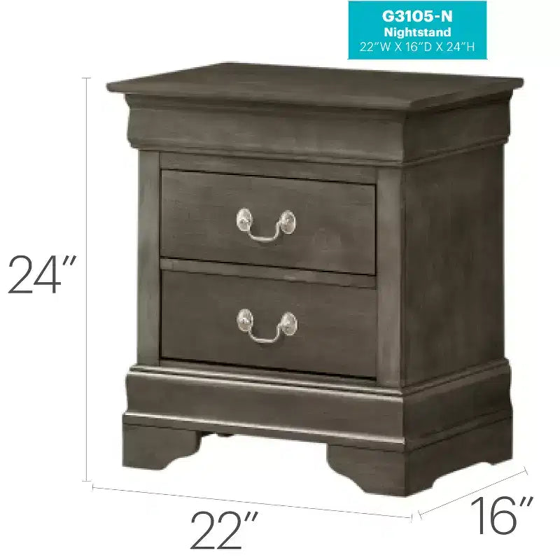 HomeStock Rectangle Wood Nighstand For Living Room and Bedroom