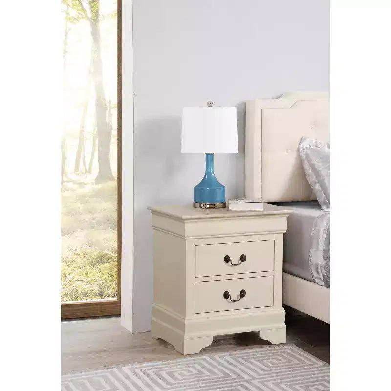 HomeStock Rectangle Wood Nighstand For Living Room and Bedroom