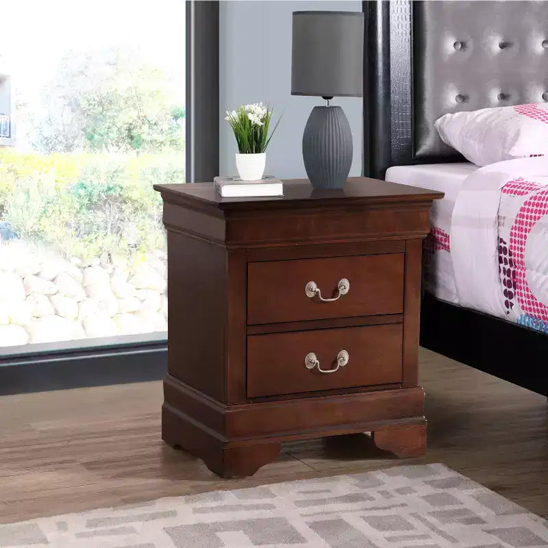 HomeStock Rectangle Wood Nighstand For Living Room and Bedroom