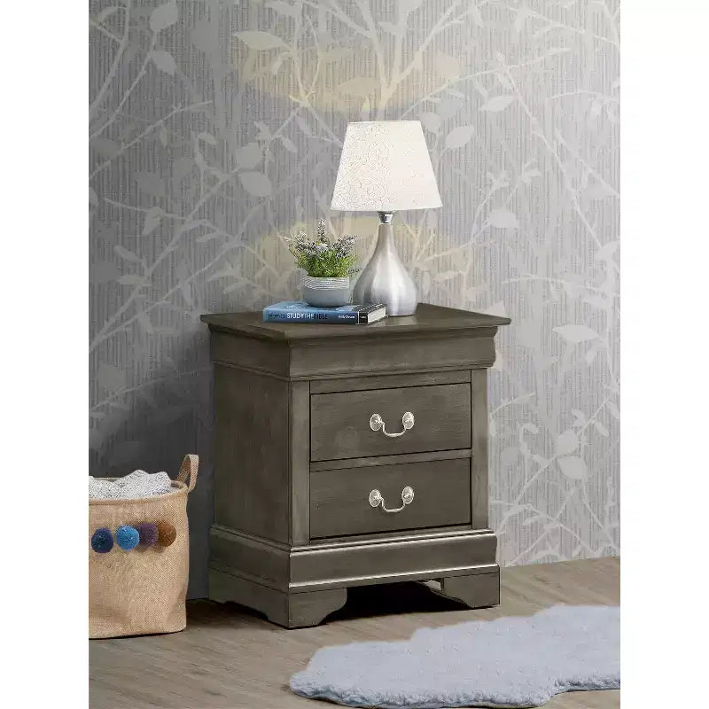 HomeStock Rectangle Wood Nighstand For Living Room and Bedroom