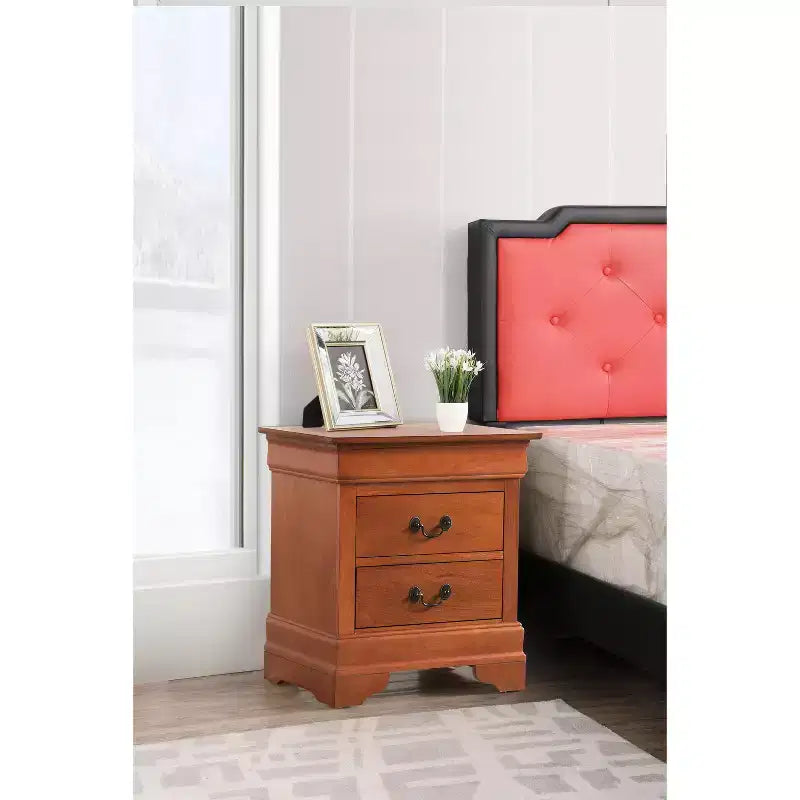 HomeStock Rectangle Wood Nighstand For Living Room and Bedroom