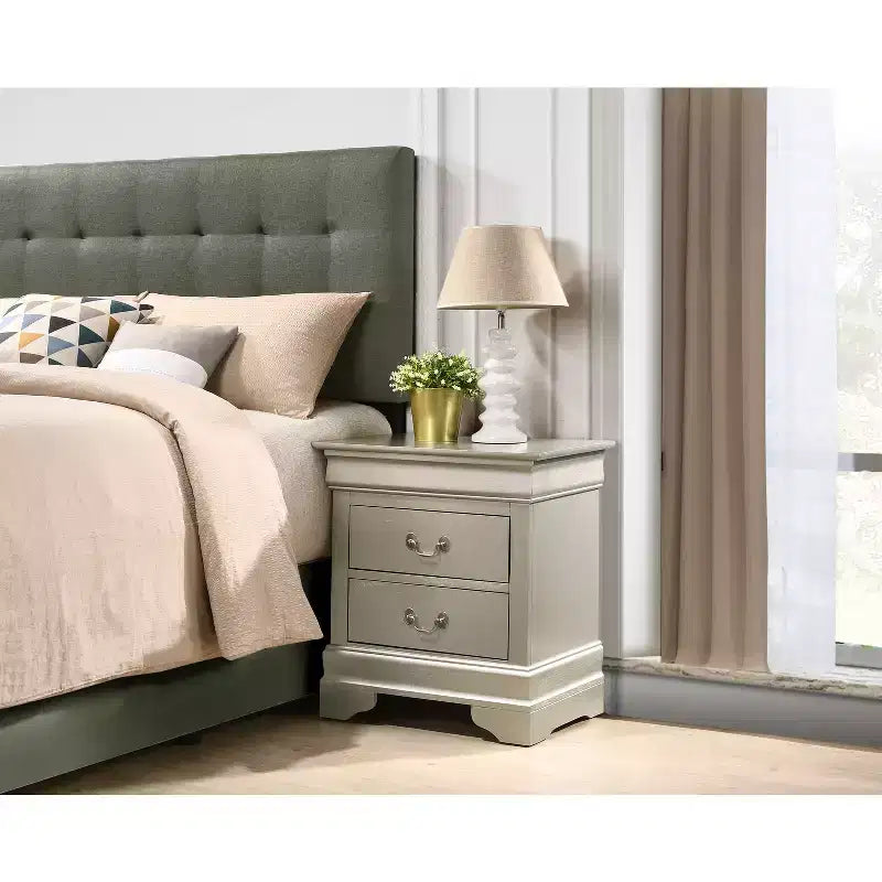 HomeStock Rectangle Wood Nighstand For Living Room and Bedroom