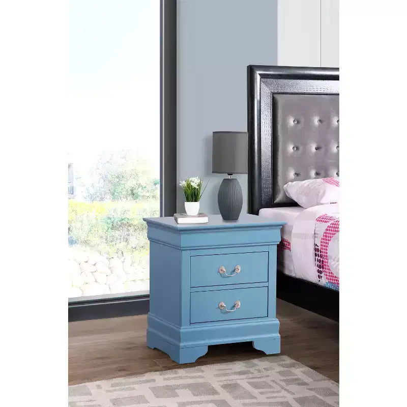 HomeStock Rectangle Wood Nighstand For Living Room and Bedroom