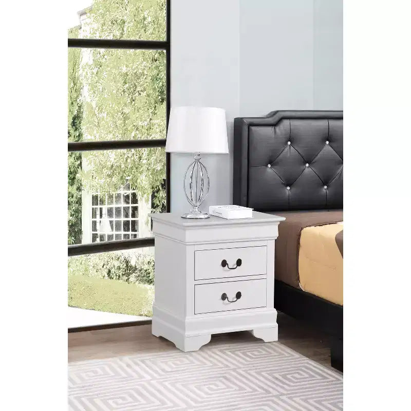 HomeStock Rectangle Wood Nighstand For Living Room and Bedroom