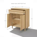 LuxenHome 31.5 Small Buffet Cabinet with Storage, Oak Accent Cabinet for Living Room, Dining Room, or Entryway Hazel Oak