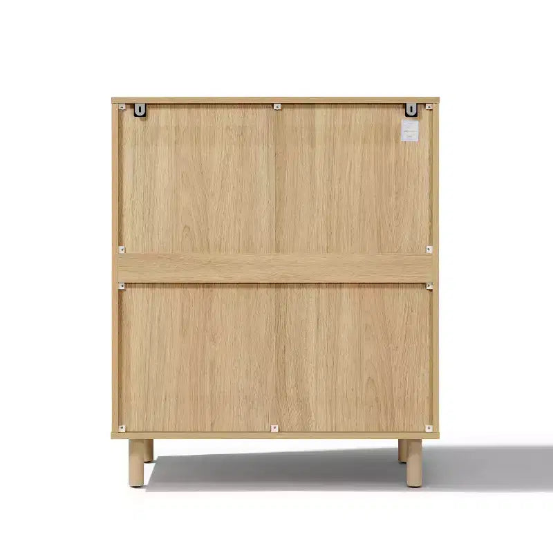 LuxenHome 31.5 Small Buffet Cabinet with Storage, Oak Accent Cabinet for Living Room, Dining Room, or Entryway Hazel Oak