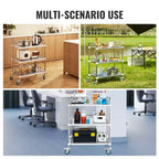 3-Shelf Stainless Steel Rolling Lab Cart with Guardrails and Swivel Casters 220 lbs Capacity Dental Utility Medical Trolley 26x16x34 Inch