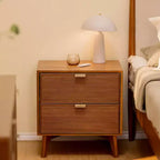Linea Tambour 2 Drawer Nightstand with Brass Pull