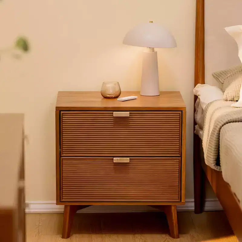 Linea Tambour 2 Drawer Nightstand with Brass Pull