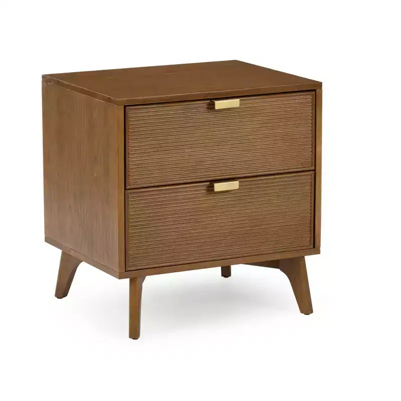 Linea Tambour 2 Drawer Nightstand with Brass Pull