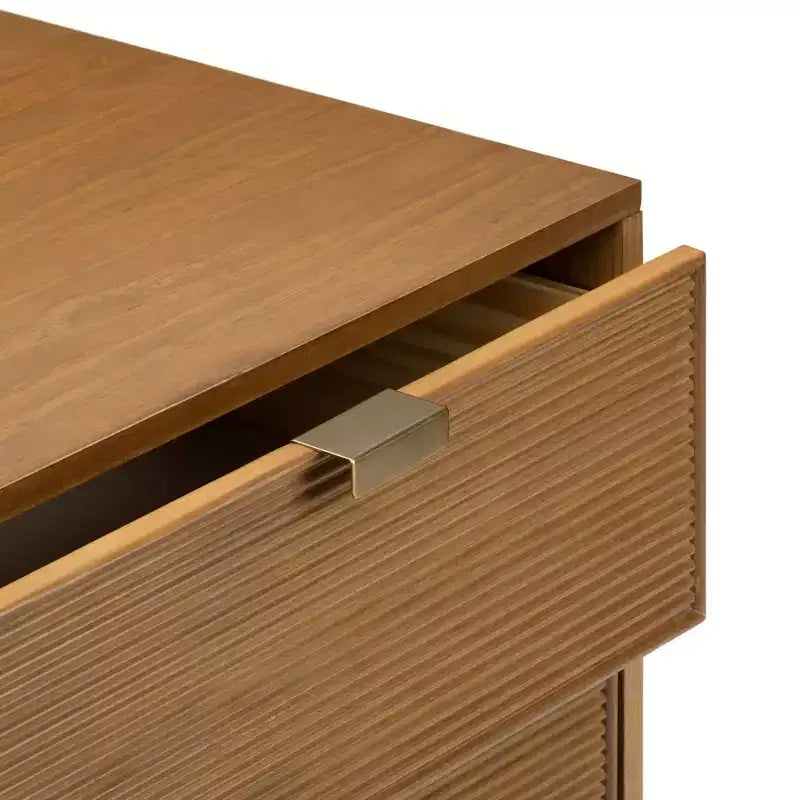 Linea Tambour 2 Drawer Nightstand with Brass Pull