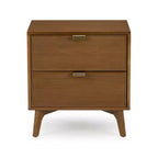 Linea Tambour 2 Drawer Nightstand with Brass Pull