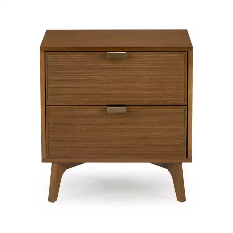 Linea Tambour 2 Drawer Nightstand with Brass Pull