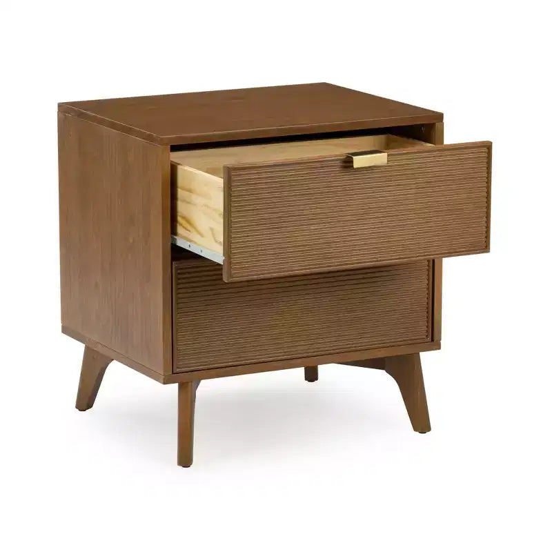 Linea Tambour 2 Drawer Nightstand with Brass Pull
