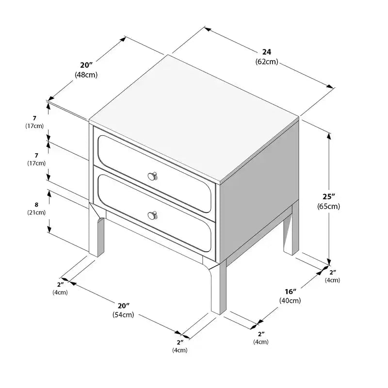 Elio/Rattan 2 Drawer Nightstand