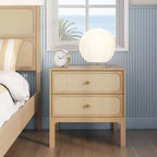 Elio/Rattan 2 Drawer Nightstand
