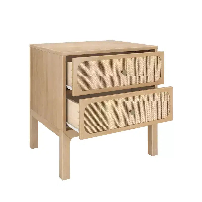Elio/Rattan 2 Drawer Nightstand