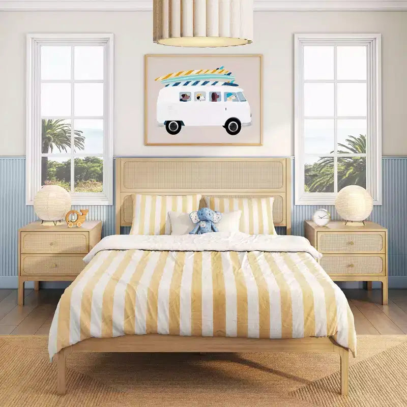 Elio/Rattan 2 Drawer Nightstand