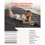 VEVOR Japanese Tatami Mat, Full Size Foldable Japanese Tatami Mattress, Futon Mattress with Storage Bag, 9-Layer Floor Mat, 80 x 54 x 3.5 in, Black
