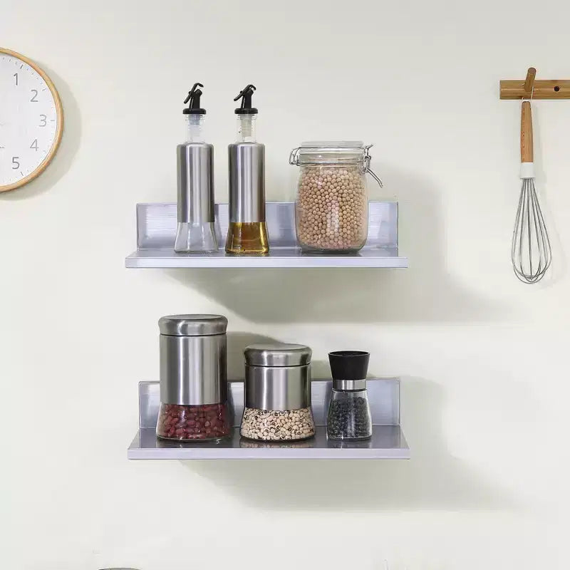 8.6 X 16 Stainless Steel Shelf, Wall Mounted Floating Shelving with Backsplash, 44 Lbs Load Capacity Commercial Shelves