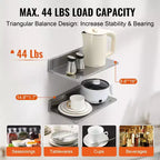 8.6 X 16 Stainless Steel Shelf, Wall Mounted Floating Shelving with Backsplash, 44 Lbs Load Capacity Commercial Shelves