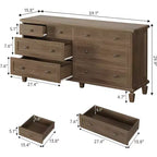 8 Drawer Dresser for Bedroom, Vintage 59 Dresser TV Stand with Carved Handles and Tapered Legs, Wood Chests of Drawers with Large Capacity Storage