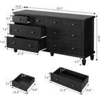 8 Drawer Dresser for Bedroom, Vintage 59 Dresser TV Stand with Carved Handles and Tapered Legs, Wood Chests of Drawers with Large Capacity Storage