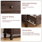8 Drawer Dresser for Bedroom, Vintage 59 Dresser TV Stand with Carved Handles and Tapered Legs, Wood Chests of Drawers with Large Capacity Storage