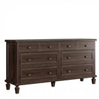 8 Drawer Dresser for Bedroom, Vintage 59 Dresser TV Stand with Carved Handles and Tapered Legs, Wood Chests of Drawers with Large Capacity Storage