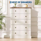 5-Drawer Bedroom Dresser, Upright Wooden Wardrobe, with Metal Handles, Suitable for Apartments, Bedrooms, Living Rooms, and Dining Rooms