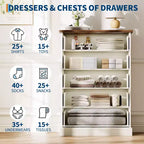 5-Drawer Bedroom Dresser, Upright Wooden Wardrobe, with Metal Handles, Suitable for Apartments, Bedrooms, Living Rooms, and Dining Rooms