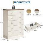 5-Drawer Bedroom Dresser, Upright Wooden Wardrobe, with Metal Handles, Suitable for Apartments, Bedrooms, Living Rooms, and Dining Rooms