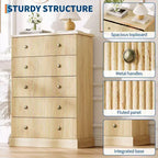 5-Drawer Bedroom Dresser, Upright Wooden Wardrobe, with Metal Handles, Suitable for Apartments, Bedrooms, Living Rooms, and Dining Rooms