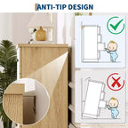 5-Drawer Bedroom Dresser, Upright Wooden Wardrobe, with Metal Handles, Suitable for Apartments, Bedrooms, Living Rooms, and Dining Rooms