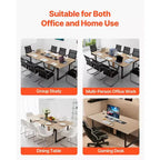 VEVOR Conference Table, 8 ft Office Meeting Table for 10 Person, Modern Rectangle Seminar Desk with Metal Legs, Large Meeting Desk for Office, Brown