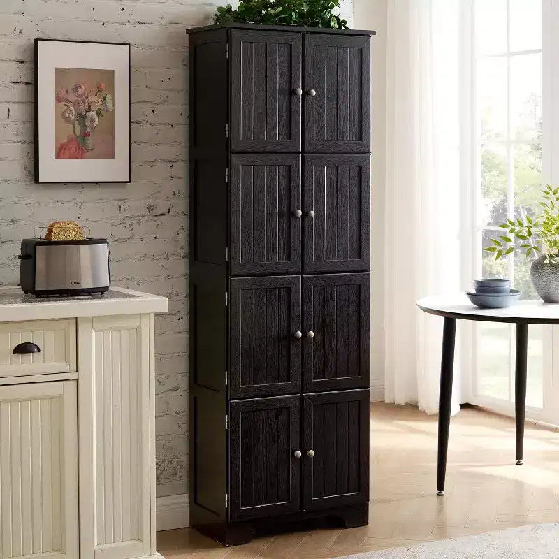 72.4 Tall Storage Cabinet Tall Storage Cabinet with 8 Doors and 4 Shelves ,Bookshelf for Living Room, Office