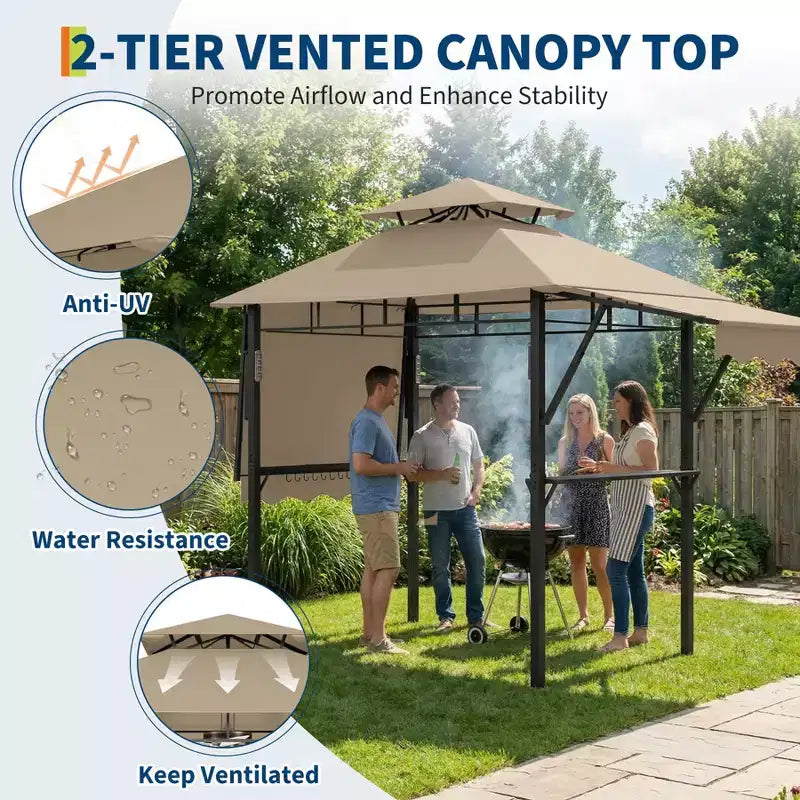 Durable Canopy Shelter for Outdoor Patio  Grill Gazebo for Backyard BBQ, Weather-Resistant Construction, Easy Setup