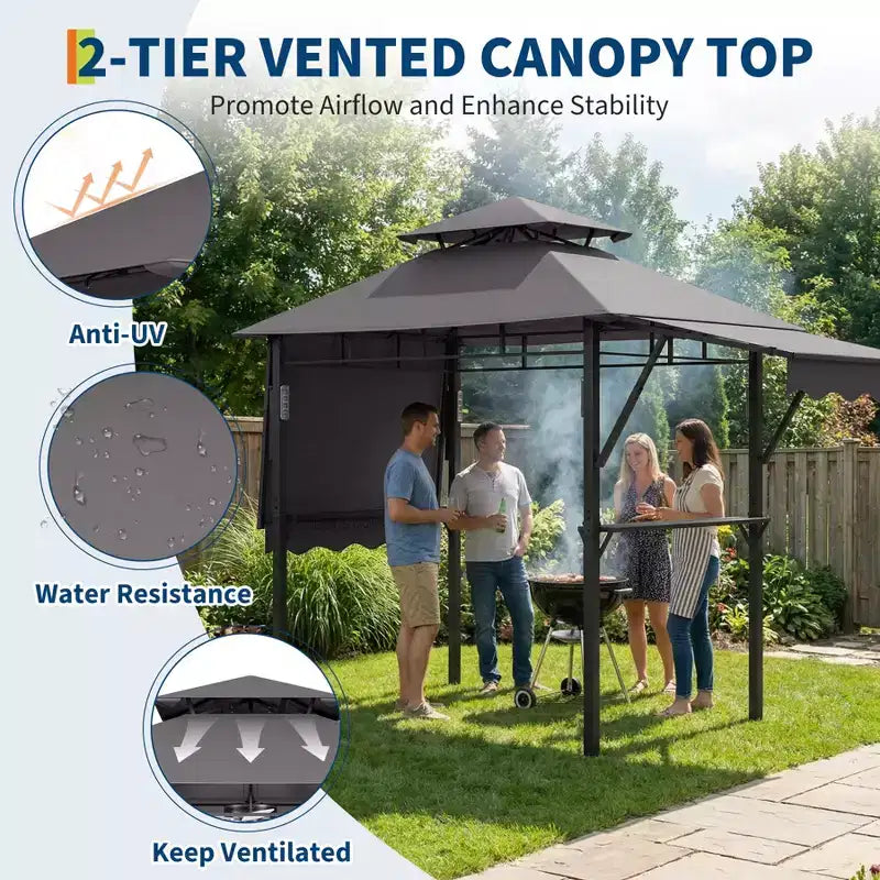 Durable Canopy Shelter for Outdoor Patio  Grill Gazebo for Backyard BBQ, Weather-Resistant Construction, Easy Setup