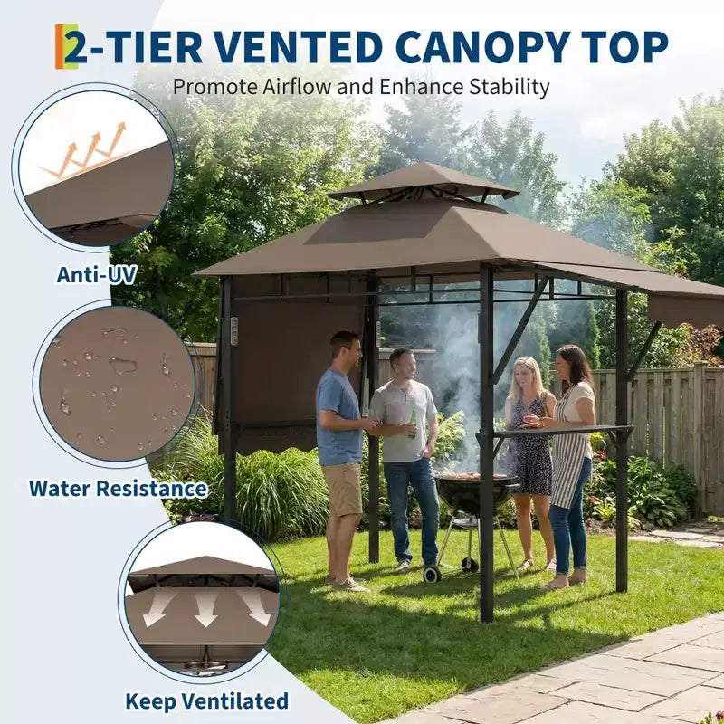 Durable Canopy Shelter for Outdoor Patio  Grill Gazebo for Backyard BBQ, Weather-Resistant Construction, Easy Setup