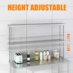 Stainless Steel 2-Tier Lab Overshelf  60W x 12D x 39H, Adjustable Heavy-Duty Shelves (360 lb + 220 lb Capacity) for Workbench