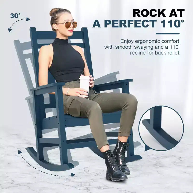 All-Weather HDPE Outdoor Rocking Chair Set  High Back Porch & Patio Rockers, Heavy Duty Comfort, Easy Assembly  2 Piece Set