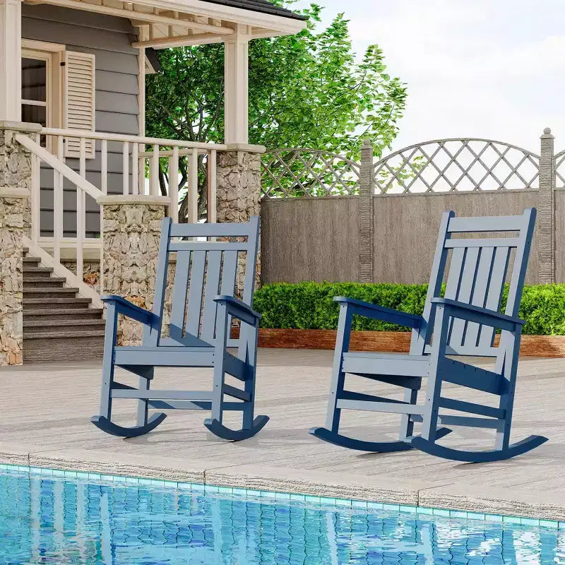 All-Weather HDPE Outdoor Rocking Chair Set  High Back Porch & Patio Rockers, Heavy Duty Comfort, Easy Assembly  2 Piece Set