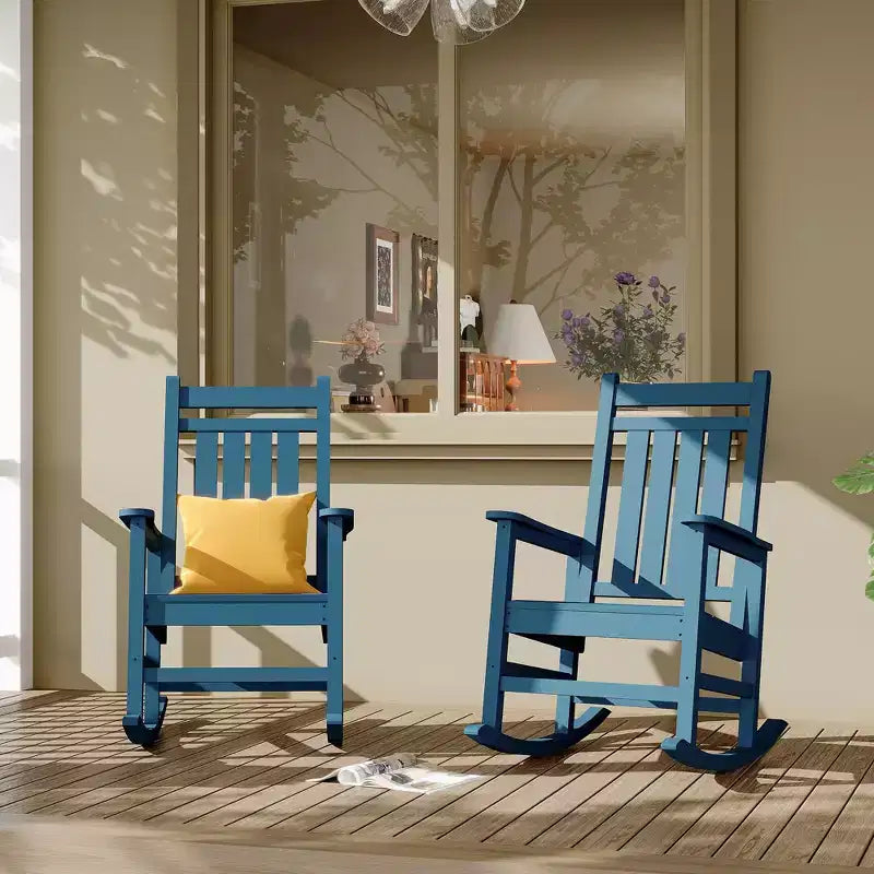 All-Weather HDPE Outdoor Rocking Chair Set  High Back Porch & Patio Rockers, Heavy Duty Comfort, Easy Assembly  2 Piece Set