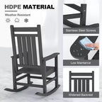 All-Weather HDPE Outdoor Rocking Chair Set  High Back Porch & Patio Rockers, Heavy Duty Comfort, Easy Assembly  2 Piece Set