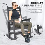 All-Weather HDPE Outdoor Rocking Chair Set  High Back Porch & Patio Rockers, Heavy Duty Comfort, Easy Assembly  2 Piece Set