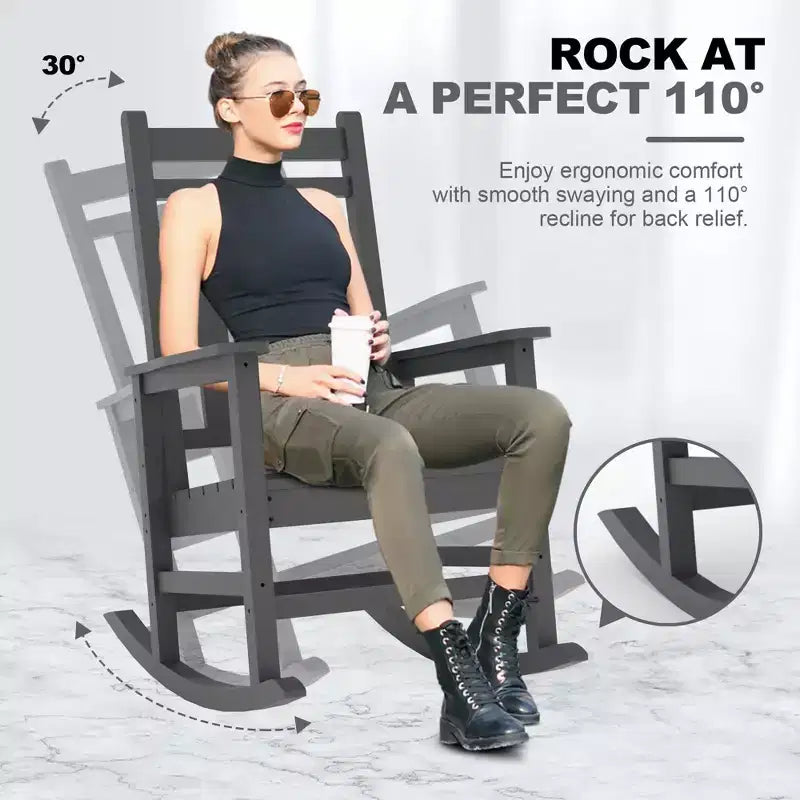 All-Weather HDPE Outdoor Rocking Chair Set  High Back Porch & Patio Rockers, Heavy Duty Comfort, Easy Assembly  2 Piece Set