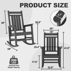 All-Weather HDPE Outdoor Rocking Chair Set  High Back Porch & Patio Rockers, Heavy Duty Comfort, Easy Assembly  2 Piece Set