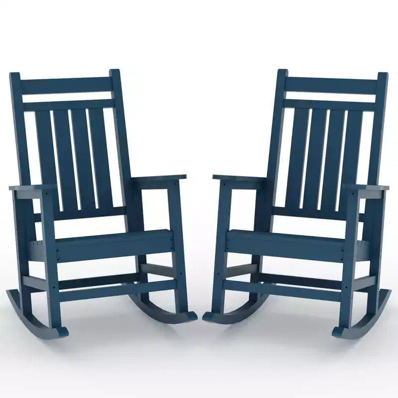 All-Weather HDPE Outdoor Rocking Chair Set  High Back Porch & Patio Rockers, Heavy Duty Comfort, Easy Assembly  2 Piece Set