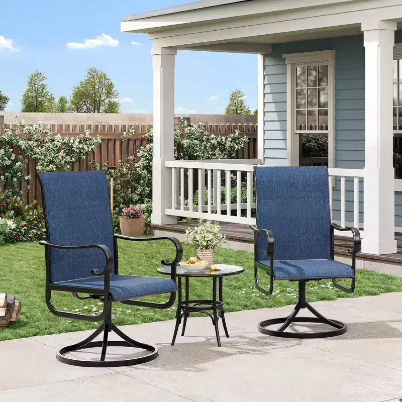 Outdoor Patio Swivel Chair  High Back Dining Chair, Padded All-Weather Breathable Textilene Seat, Sturdy Metal Rocking Frame, Ideal for Garden