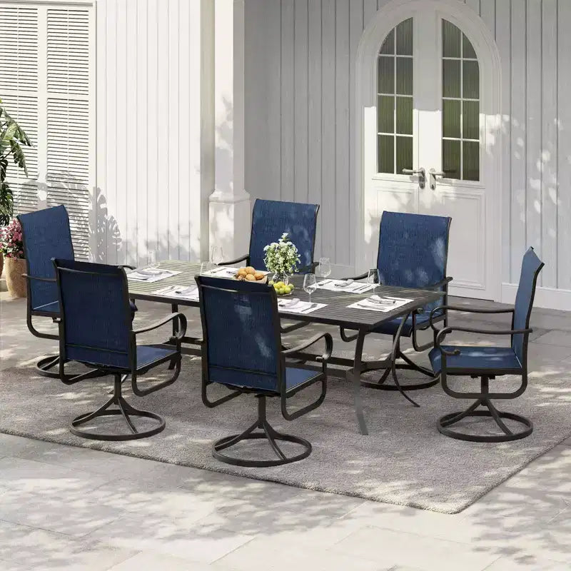 Outdoor Patio Swivel Chair  High Back Dining Chair, Padded All-Weather Breathable Textilene Seat, Sturdy Metal Rocking Frame, Ideal for Garden